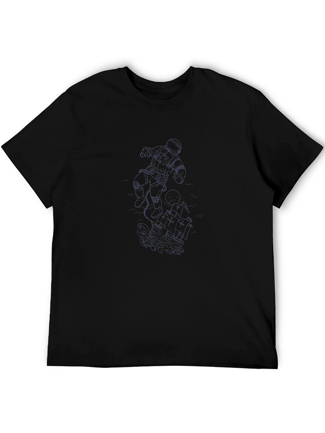 Mens Black Crew Neck Graphic T-Shirt