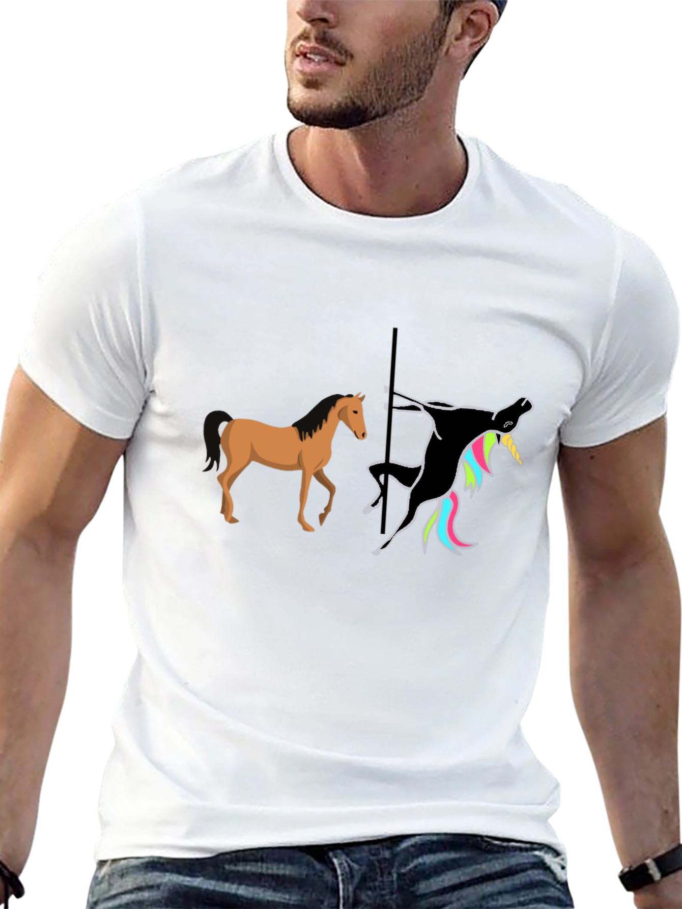 Funny Pole Dancing Unicorn Graphic T-Shirt