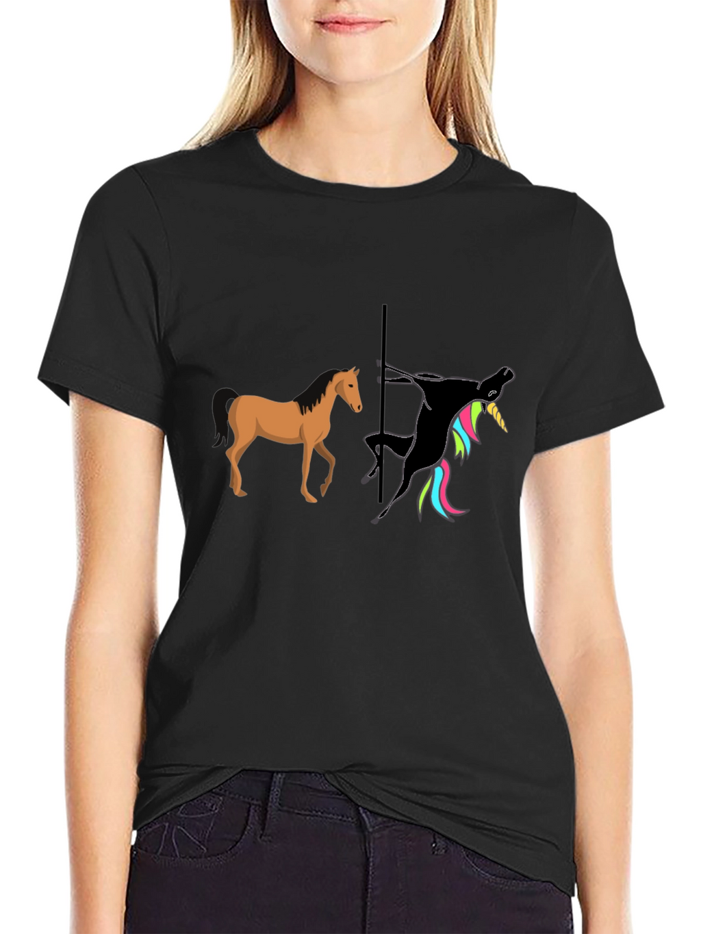Funny Pole Dancing Unicorn Graphic T-Shirt