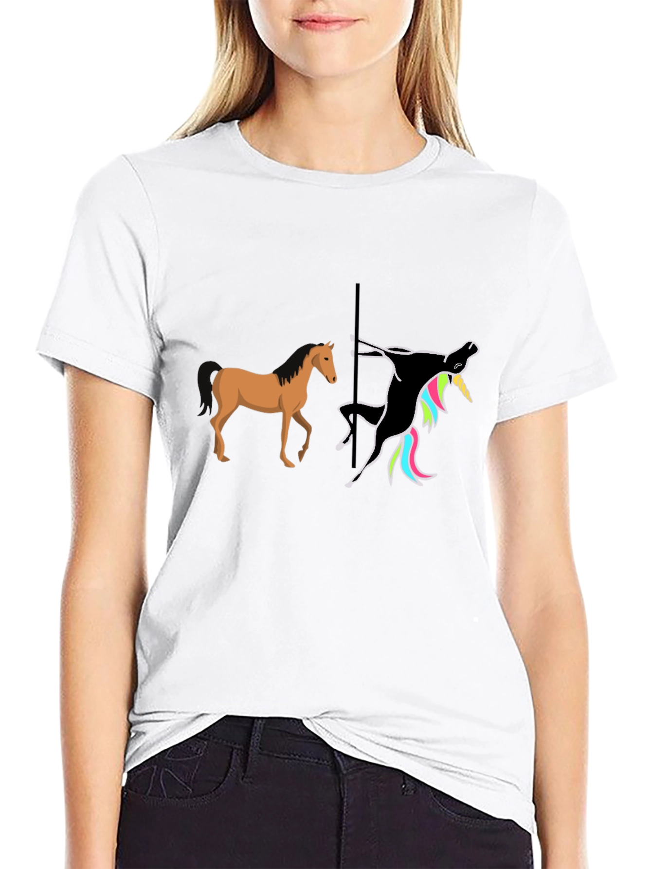 Funny Pole Dancing Unicorn Graphic T-Shirt