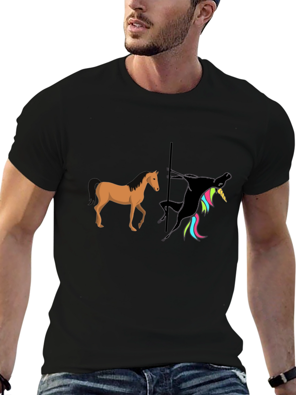 Funny Pole Dancing Unicorn Graphic T-Shirt