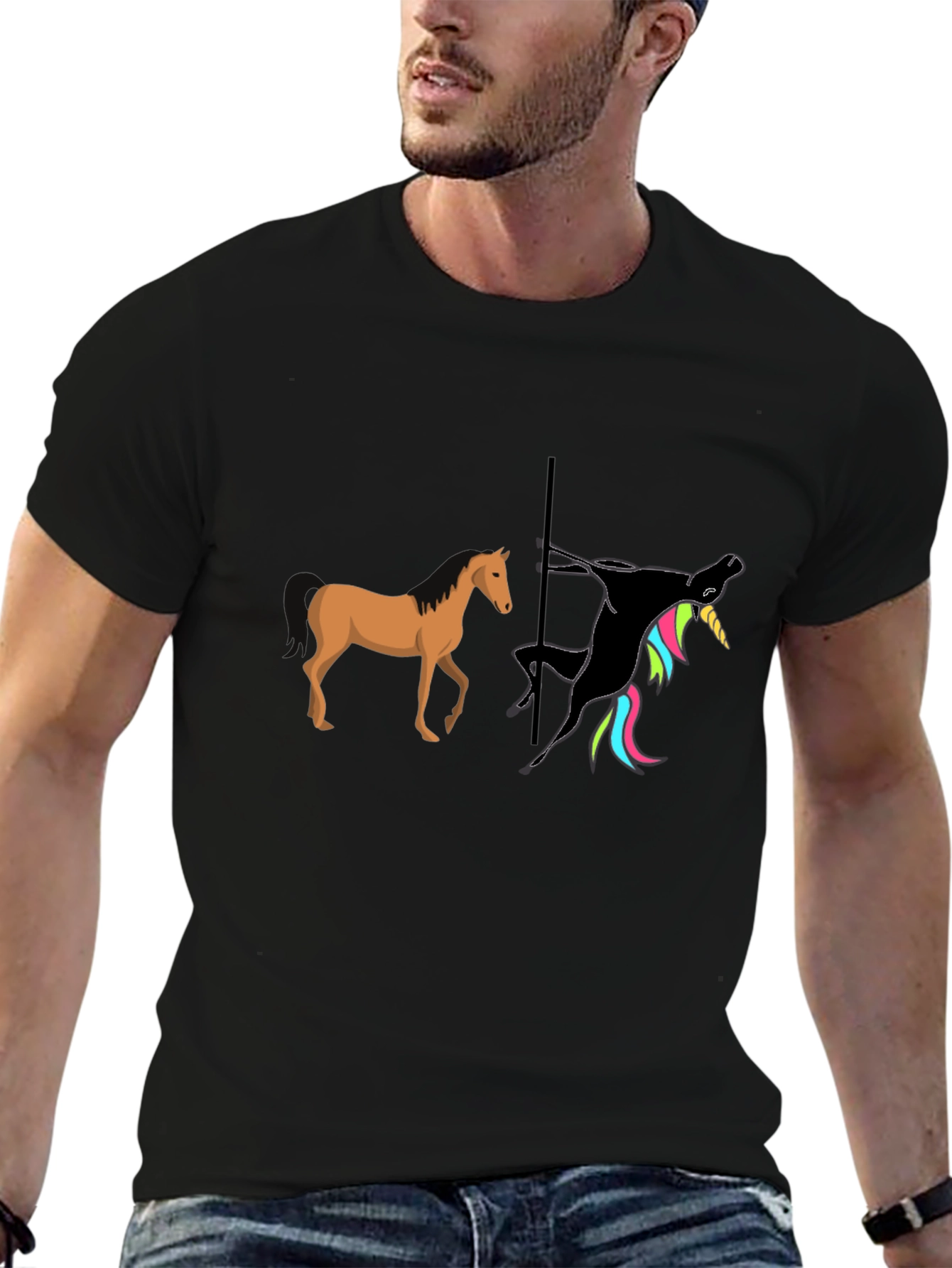 Funny Pole Dancing Unicorn Graphic T-Shirt