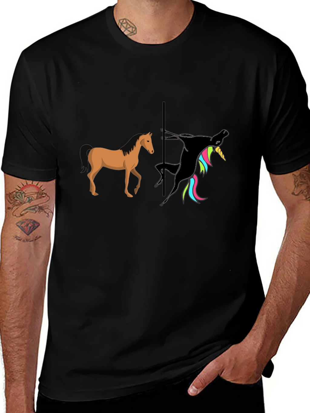 Funny Pole Dancing Unicorn Graphic T-Shirt