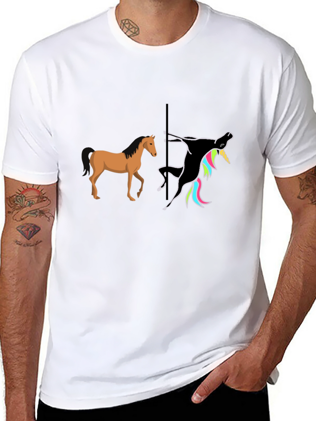 Funny Pole Dancing Unicorn Graphic T-Shirt