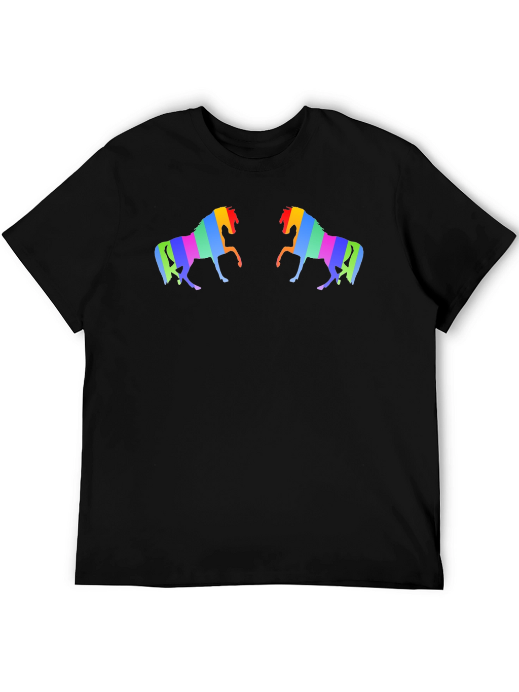 Rainbow Horse Graphic Black T-Shirt