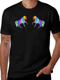 Rainbow Horse Graphic Black T-Shirt