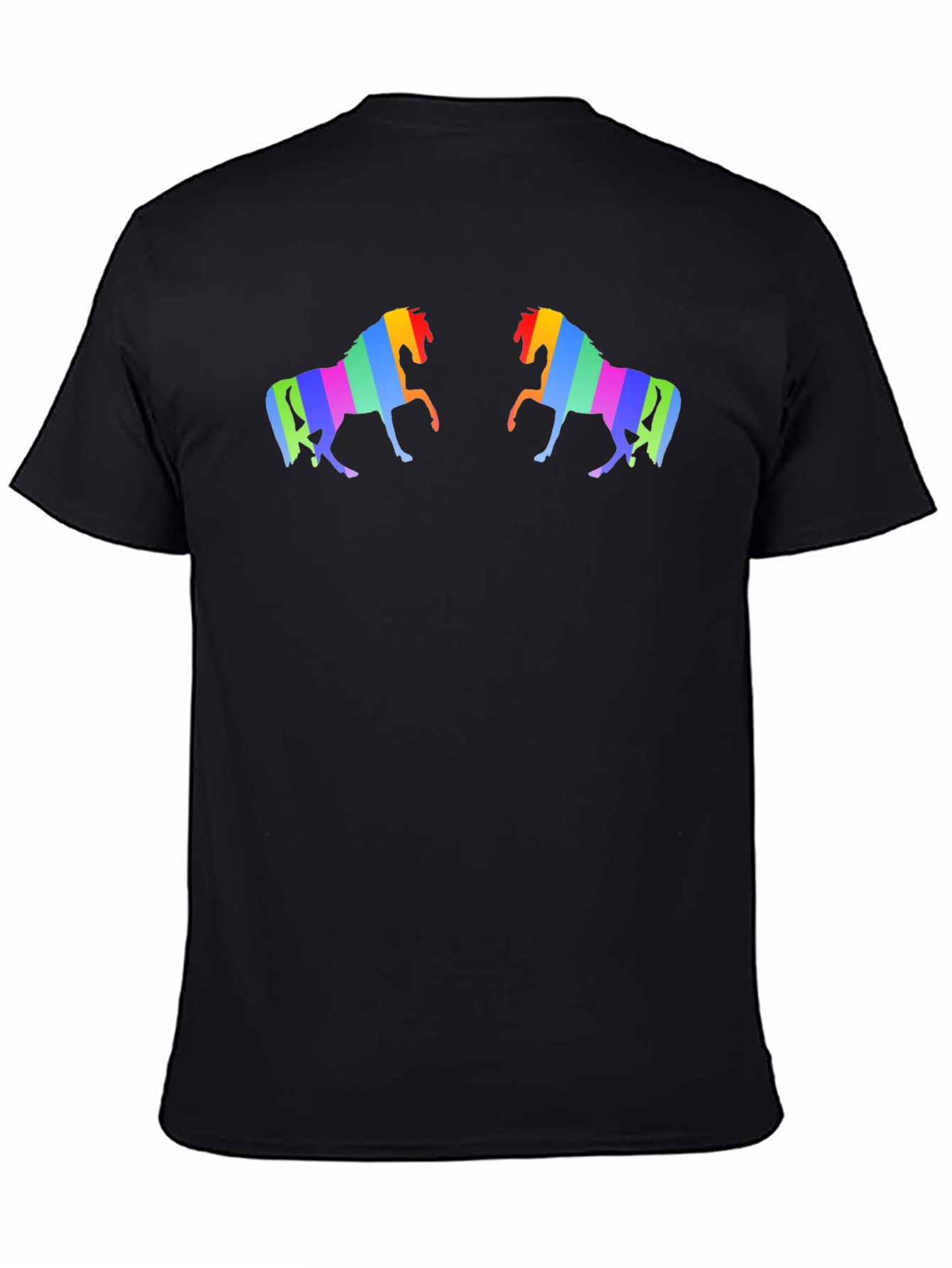 Rainbow Horse Graphic Black T-Shirt
