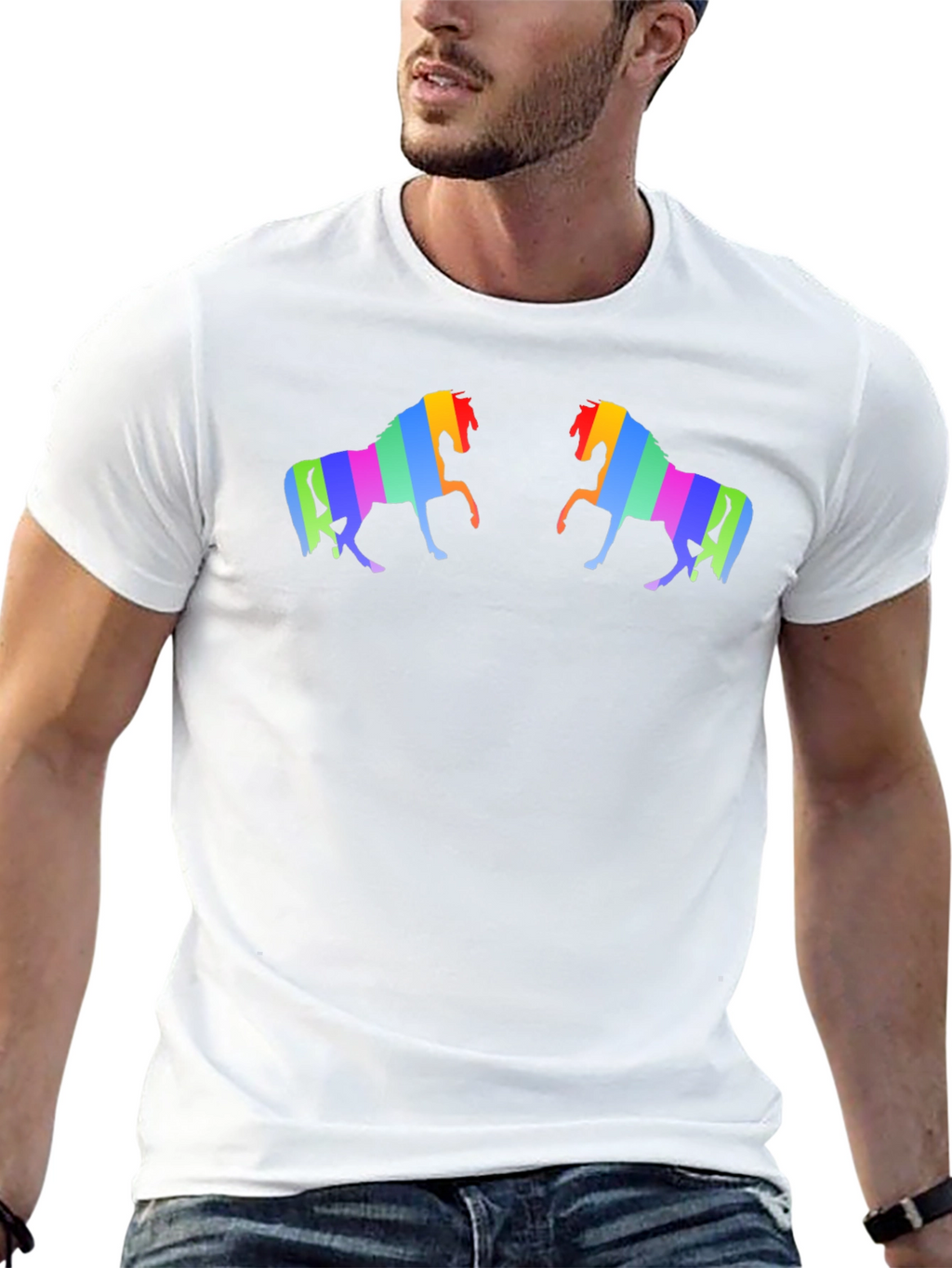 Rainbow Horse Graphic Black T-Shirt
