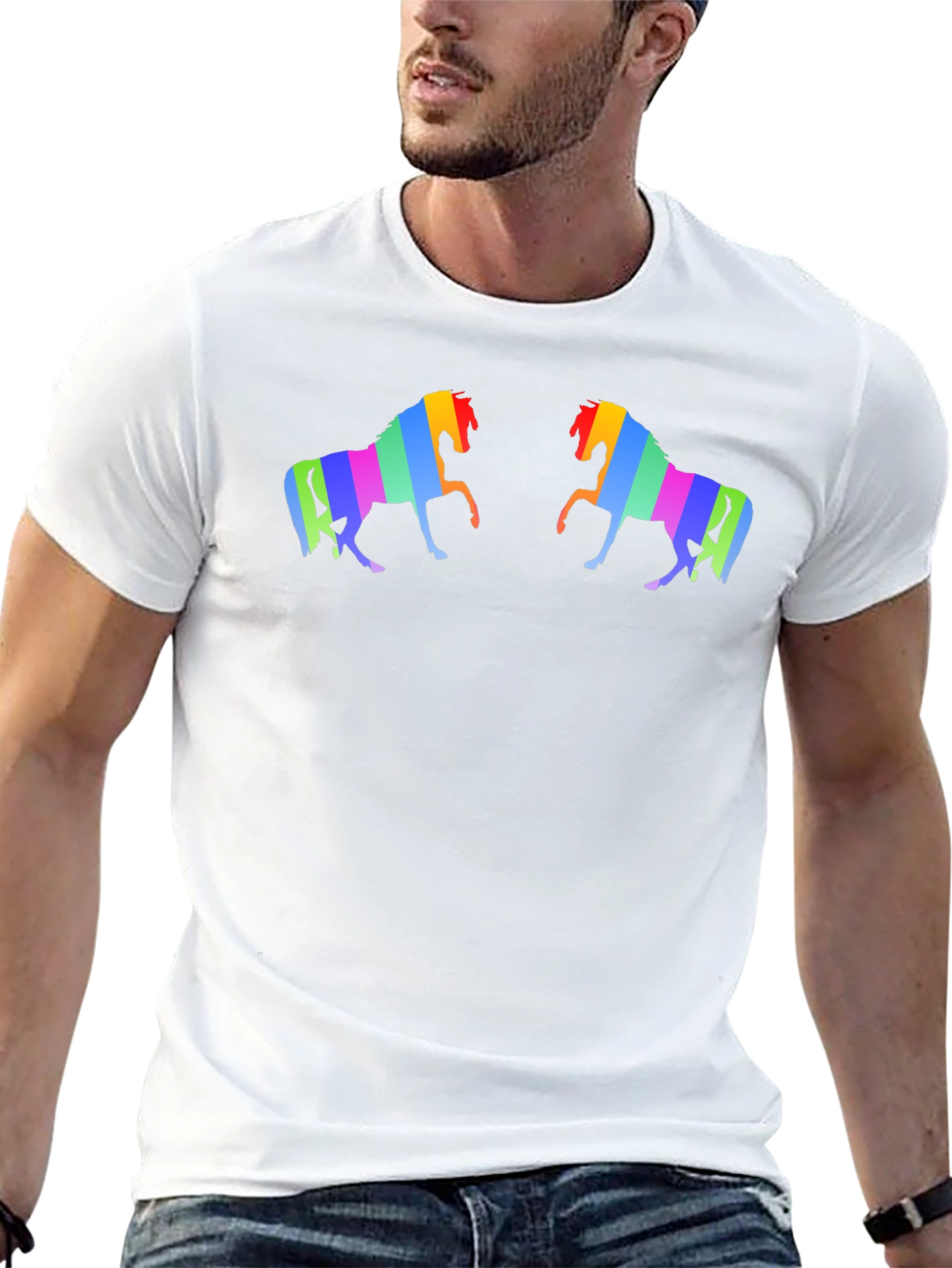 Rainbow Horse Graphic Black T-Shirt