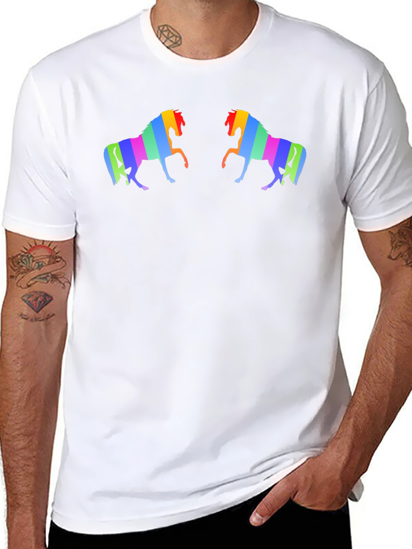 Rainbow Horse Graphic Black T-Shirt