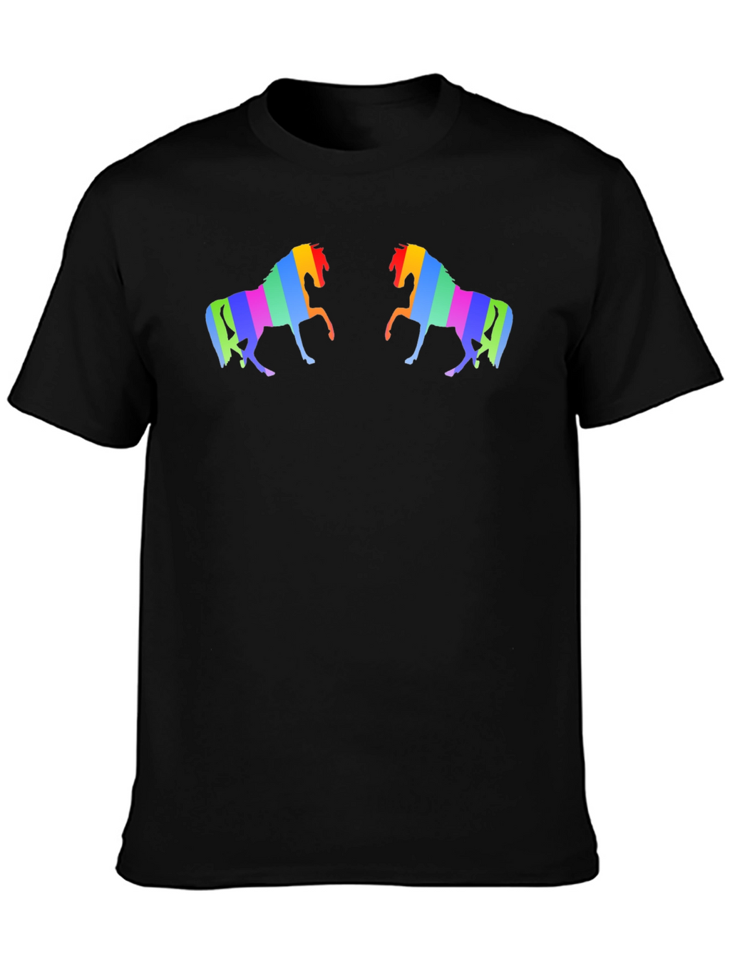 Rainbow Horse Graphic Black T-Shirt