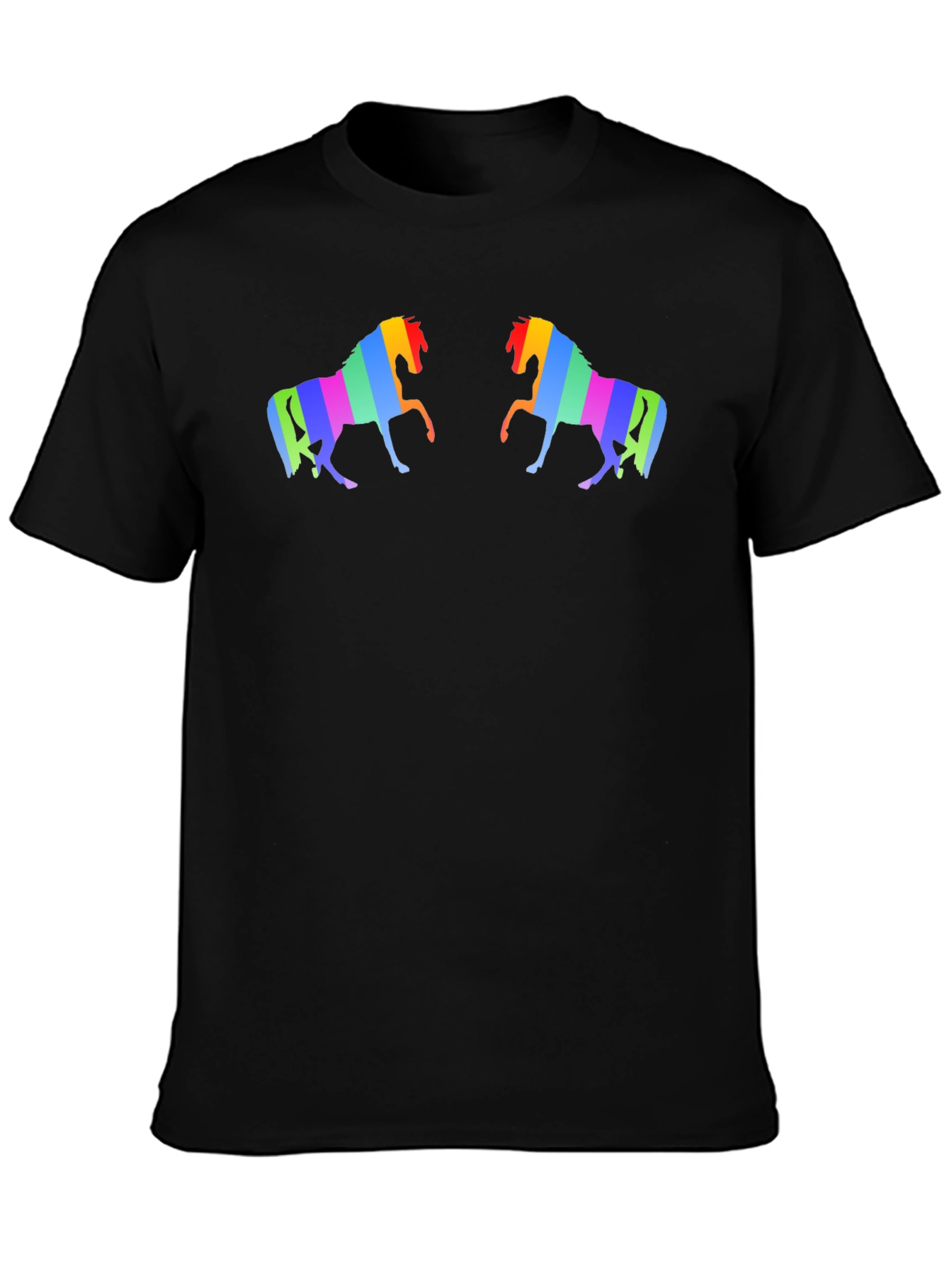 Rainbow Horse Graphic Black T-Shirt