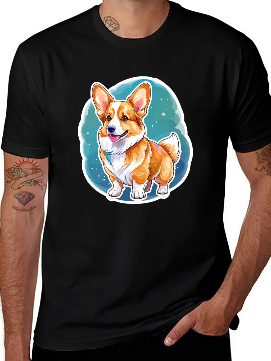 Corgi Dog Cartoon Graphic Tee