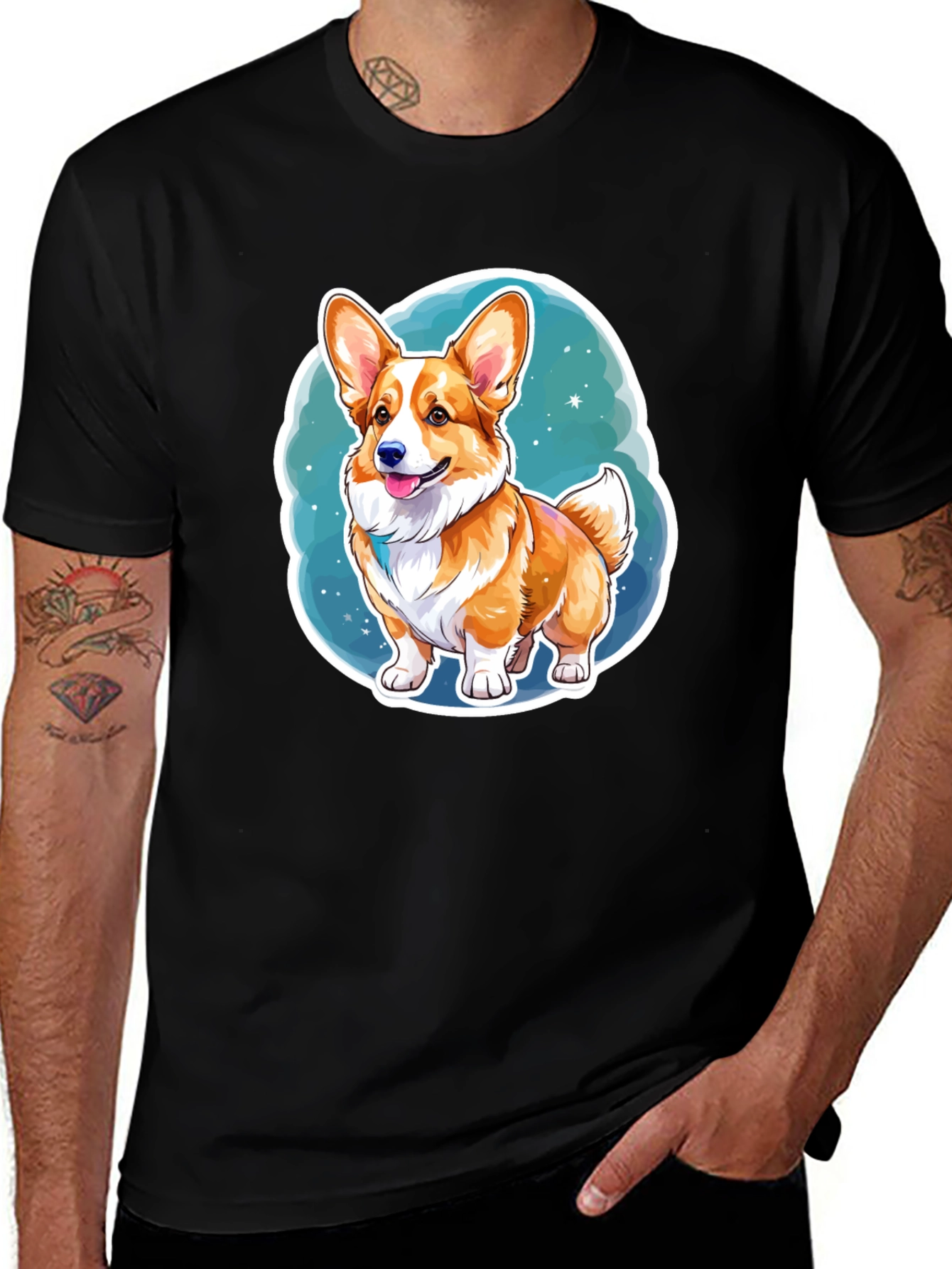 Corgi Dog Cartoon Graphic Tee