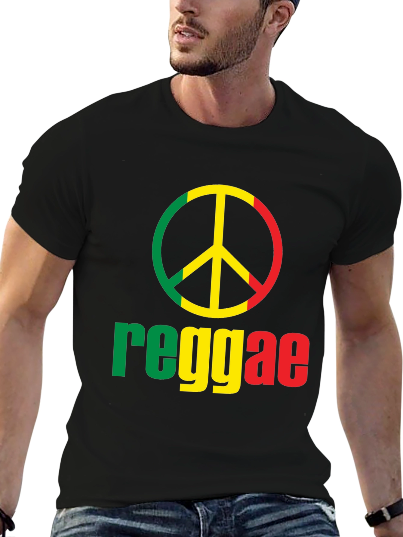 Reggae Peace Sign T-Shirt - Rastafarian Colors