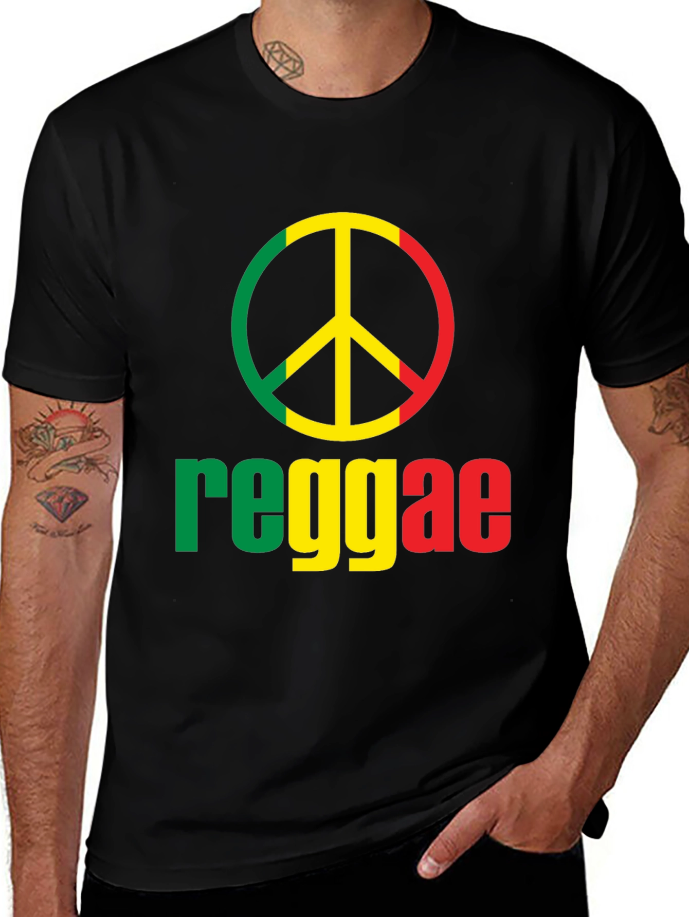 Reggae Peace Sign T-Shirt - Rastafarian Colors