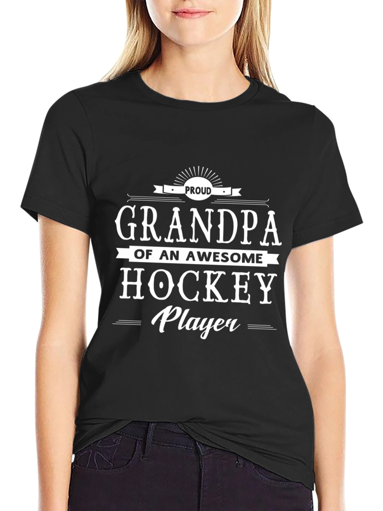 Proud Grandpa of an Awesome Hockey Player Black T-Shirt