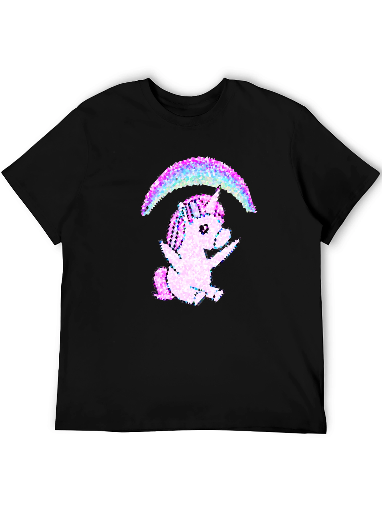 Unicorn Rainbow Graphic Tee - Black Cotton Blend