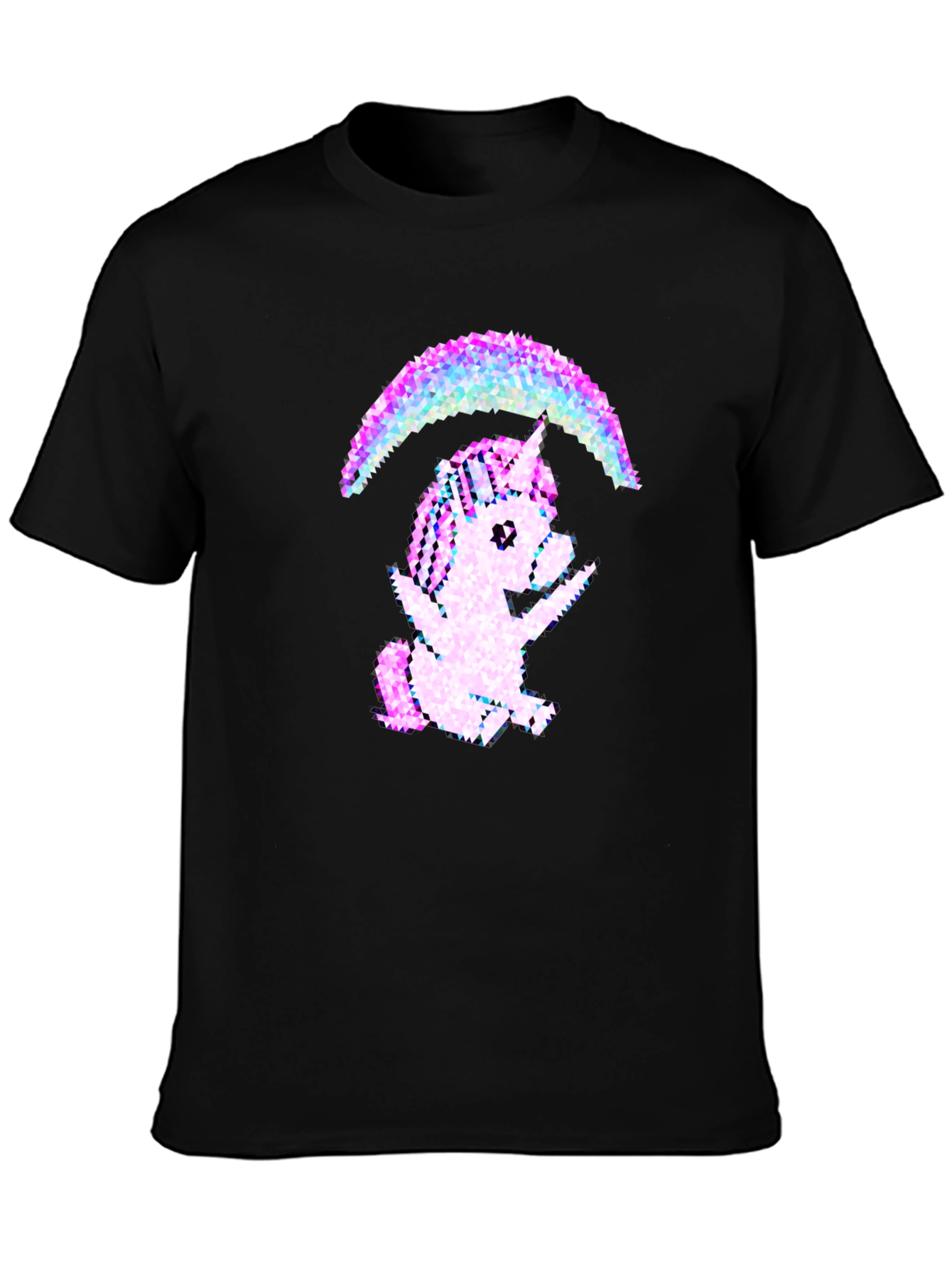 Unicorn Rainbow Graphic Tee - Black Cotton Blend