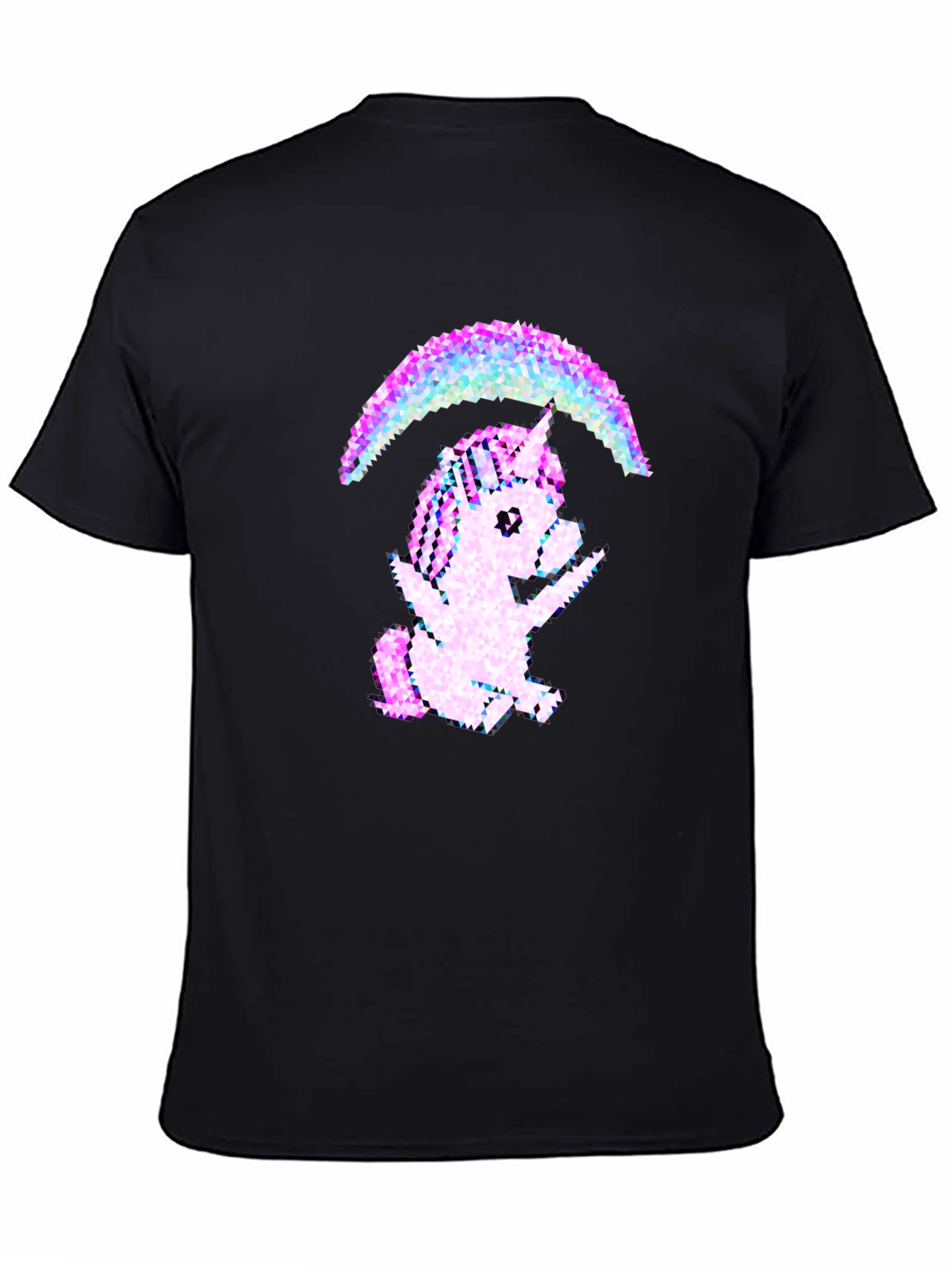 Unicorn Rainbow Graphic Tee - Black Cotton Blend