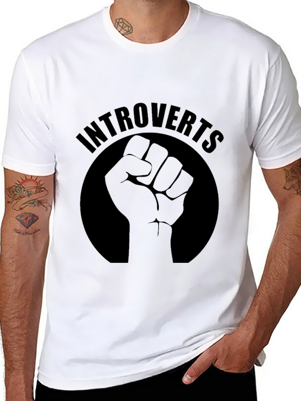 Introverts Fist Graphic Tee - Black