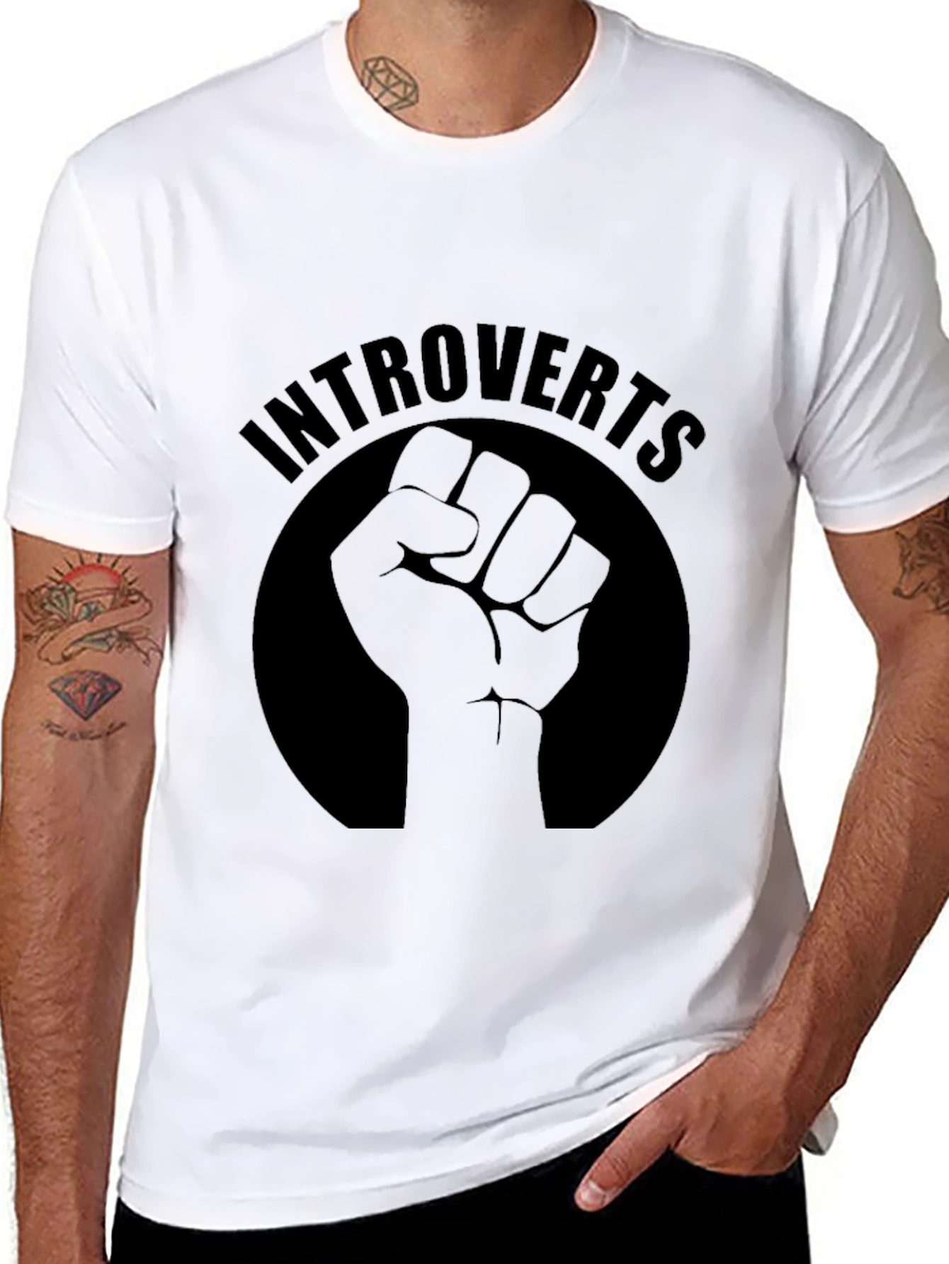 Introverts Fist Graphic Tee - Black