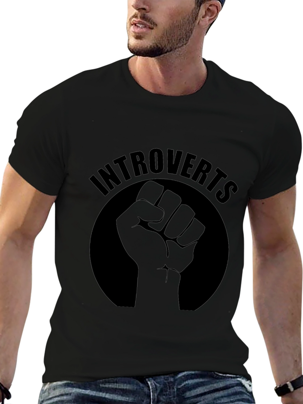 Introverts Fist Graphic Tee - Black