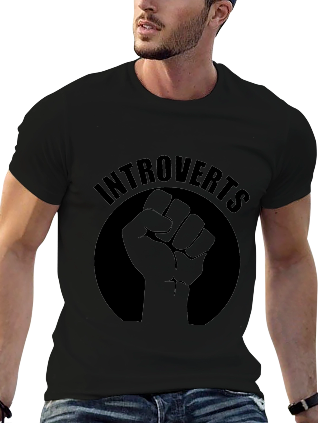 Introverts Fist Graphic Tee - Black