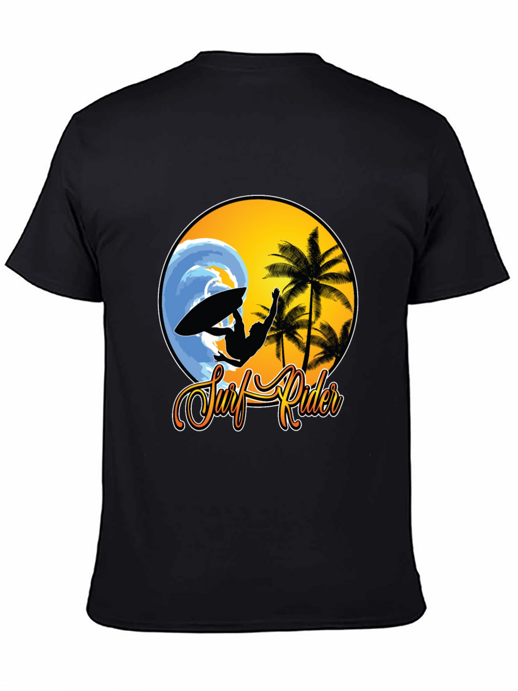 Surf Rider Graphic Tee - Black Cotton T-Shirt