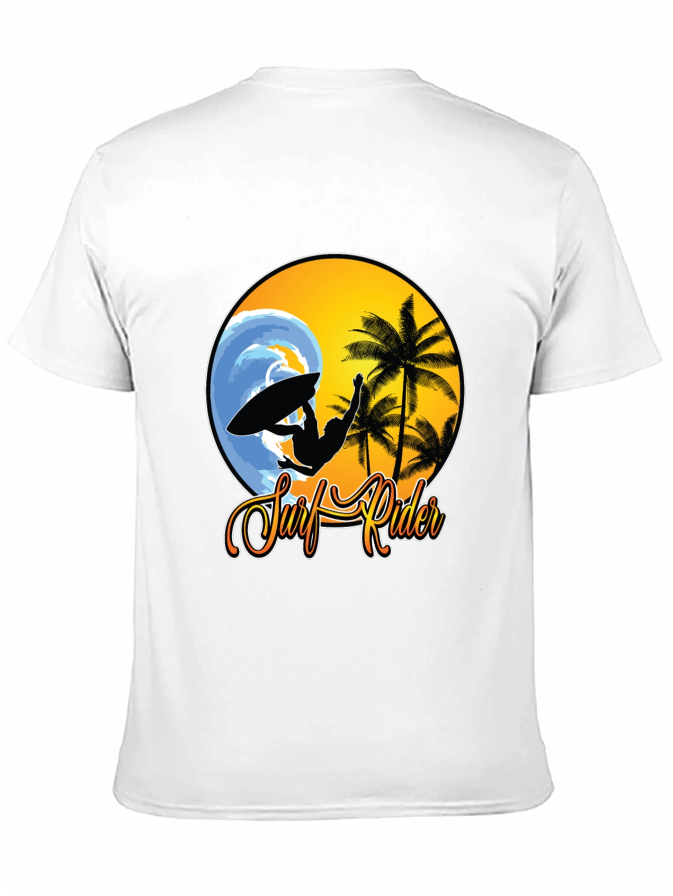 Surf Rider Graphic Tee - Black Cotton T-Shirt