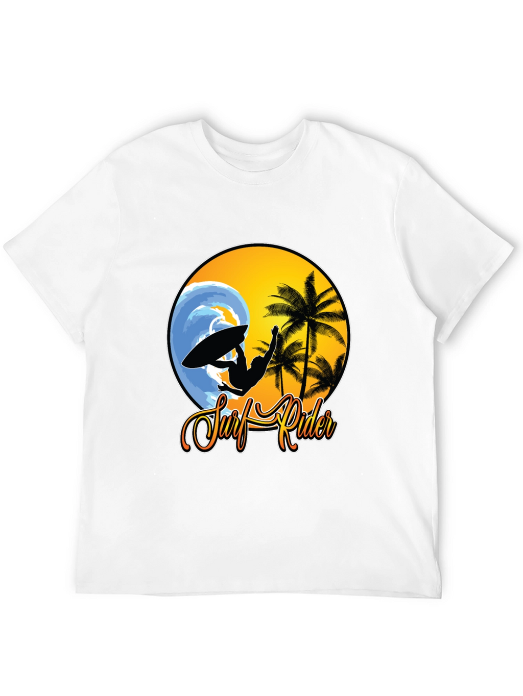 Surf Rider Graphic Tee - Black Cotton T-Shirt