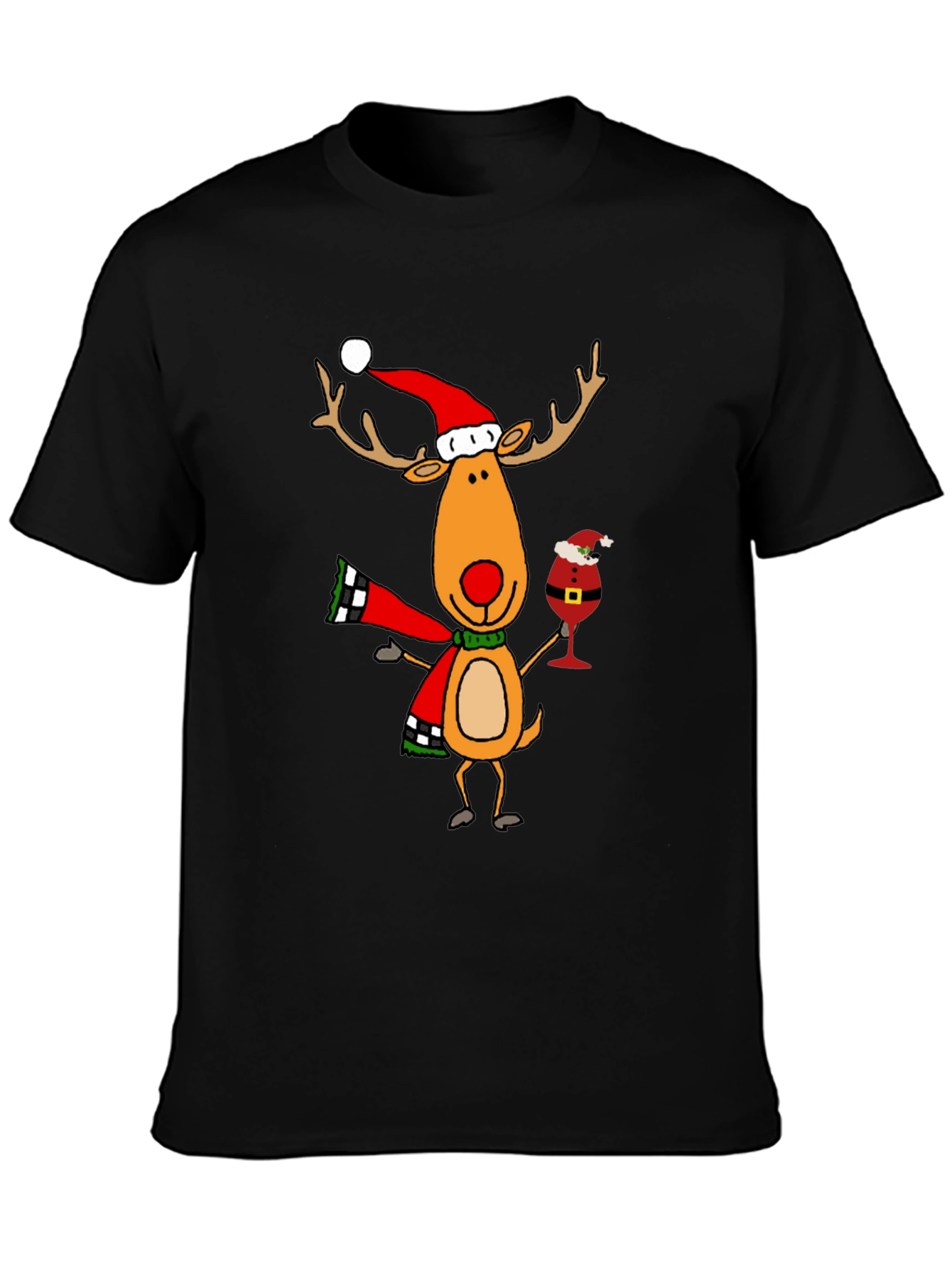 Festive Reindeer Graphic Tee - Holiday Cheer