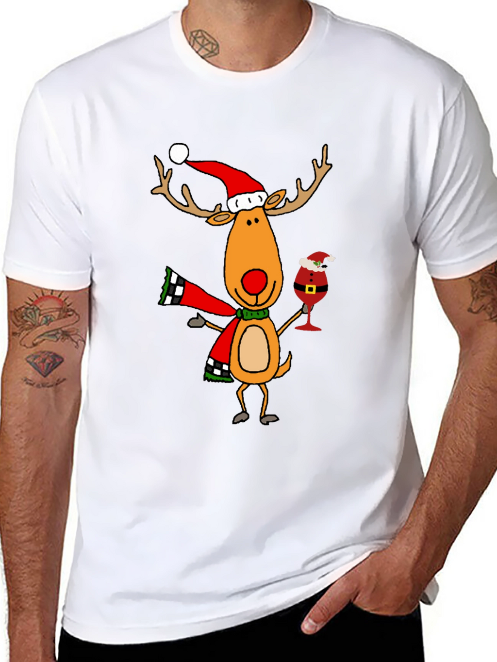Festive Reindeer Graphic Tee - Holiday Cheer