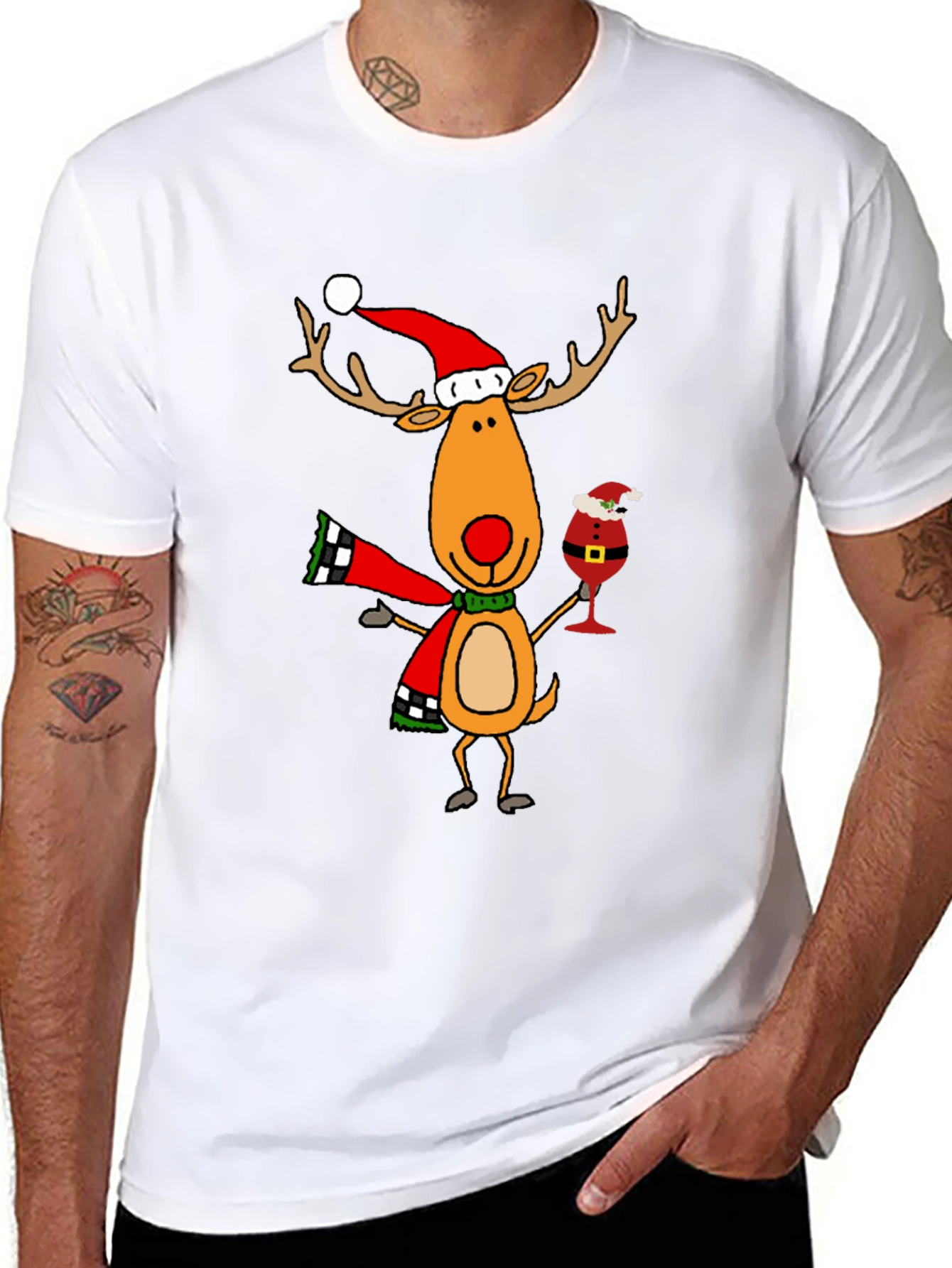 Festive Reindeer Graphic Tee - Holiday Cheer