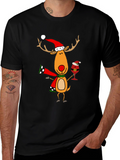 Festive Reindeer Graphic Tee - Holiday Cheer