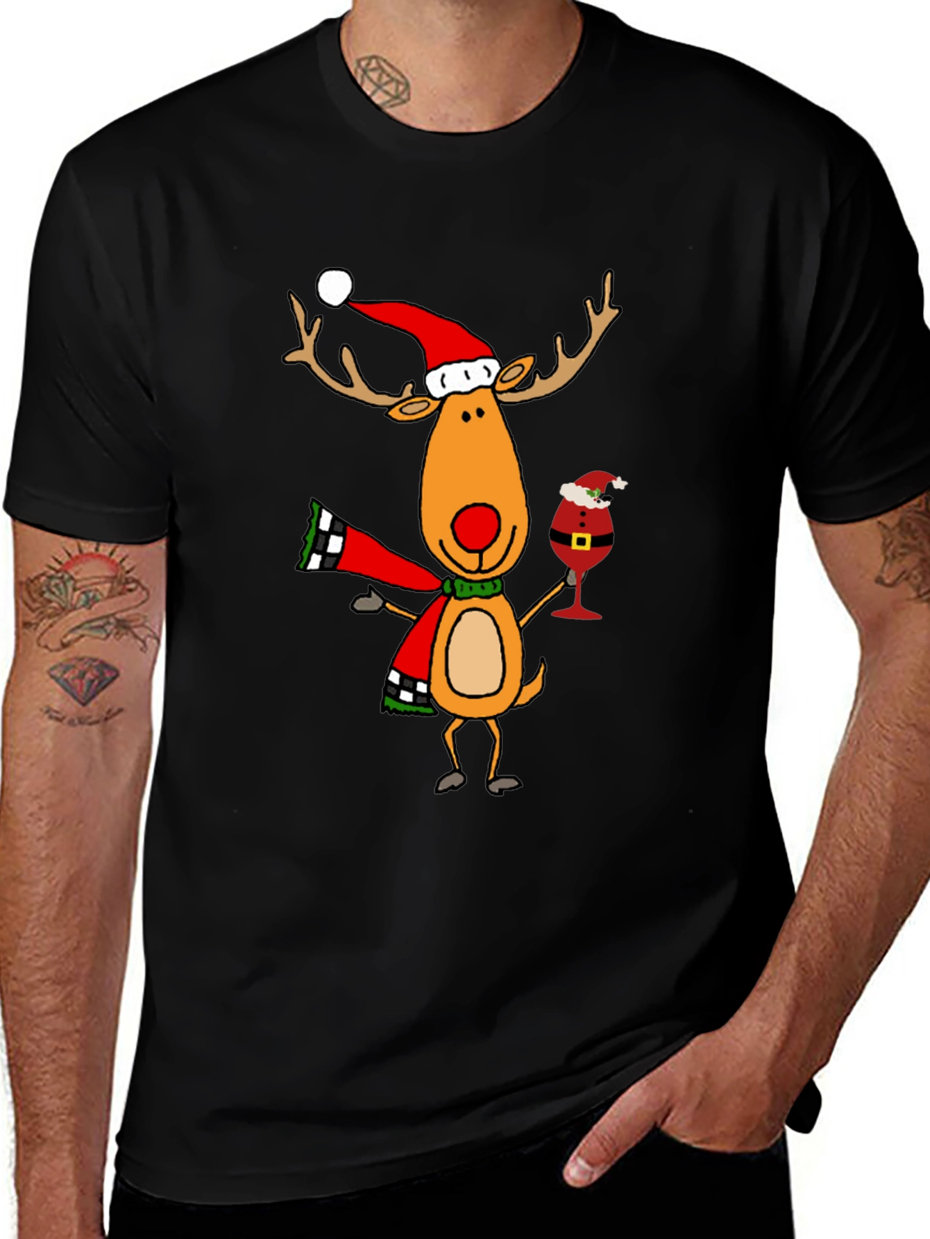 Festive Reindeer Graphic Tee - Holiday Cheer