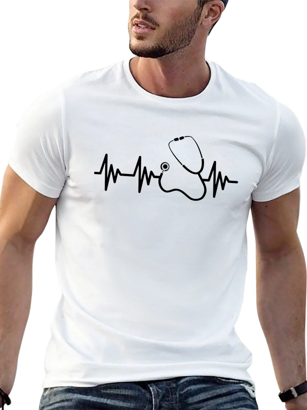 Stethoscope Heartbeat Graphic Tee - Medical Professional Shirt
