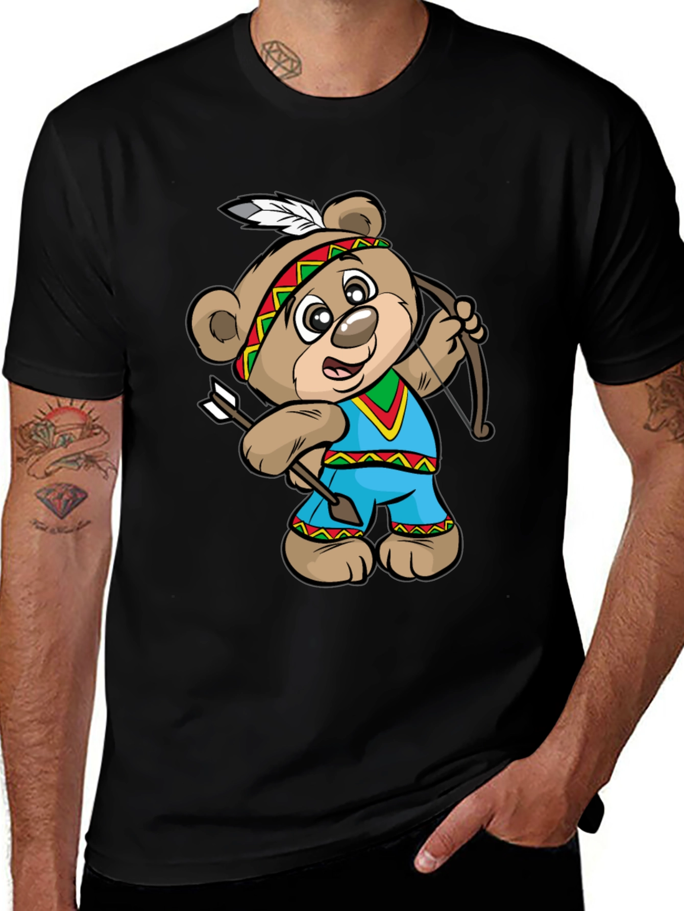 Cartoon Bear Archer Graphic Tee