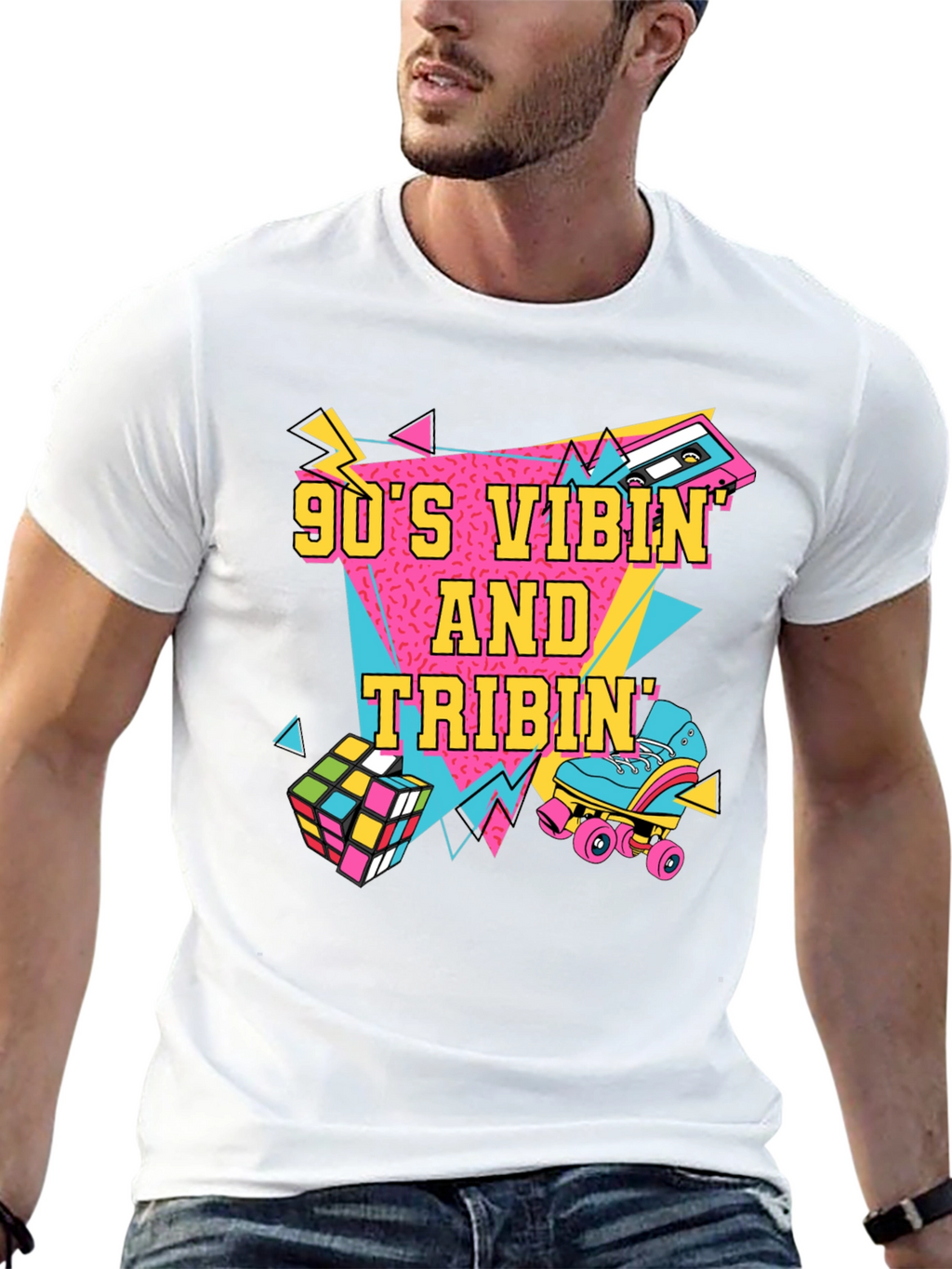 90s Vibin T-Shirt Retro Design Black
