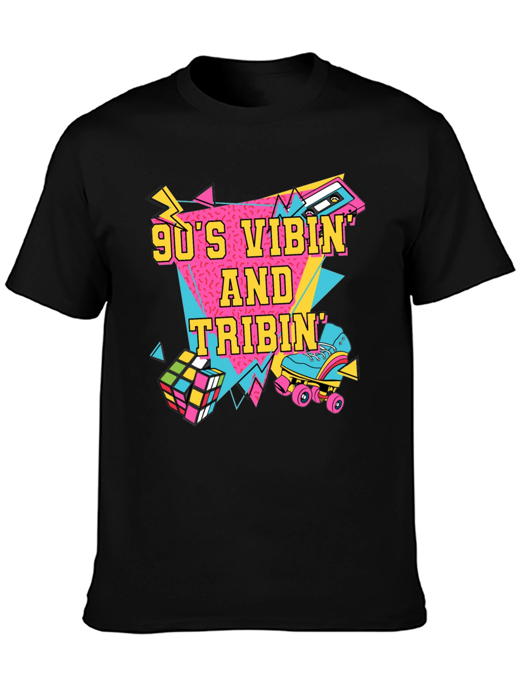 90s Vibin T-Shirt Retro Design Black