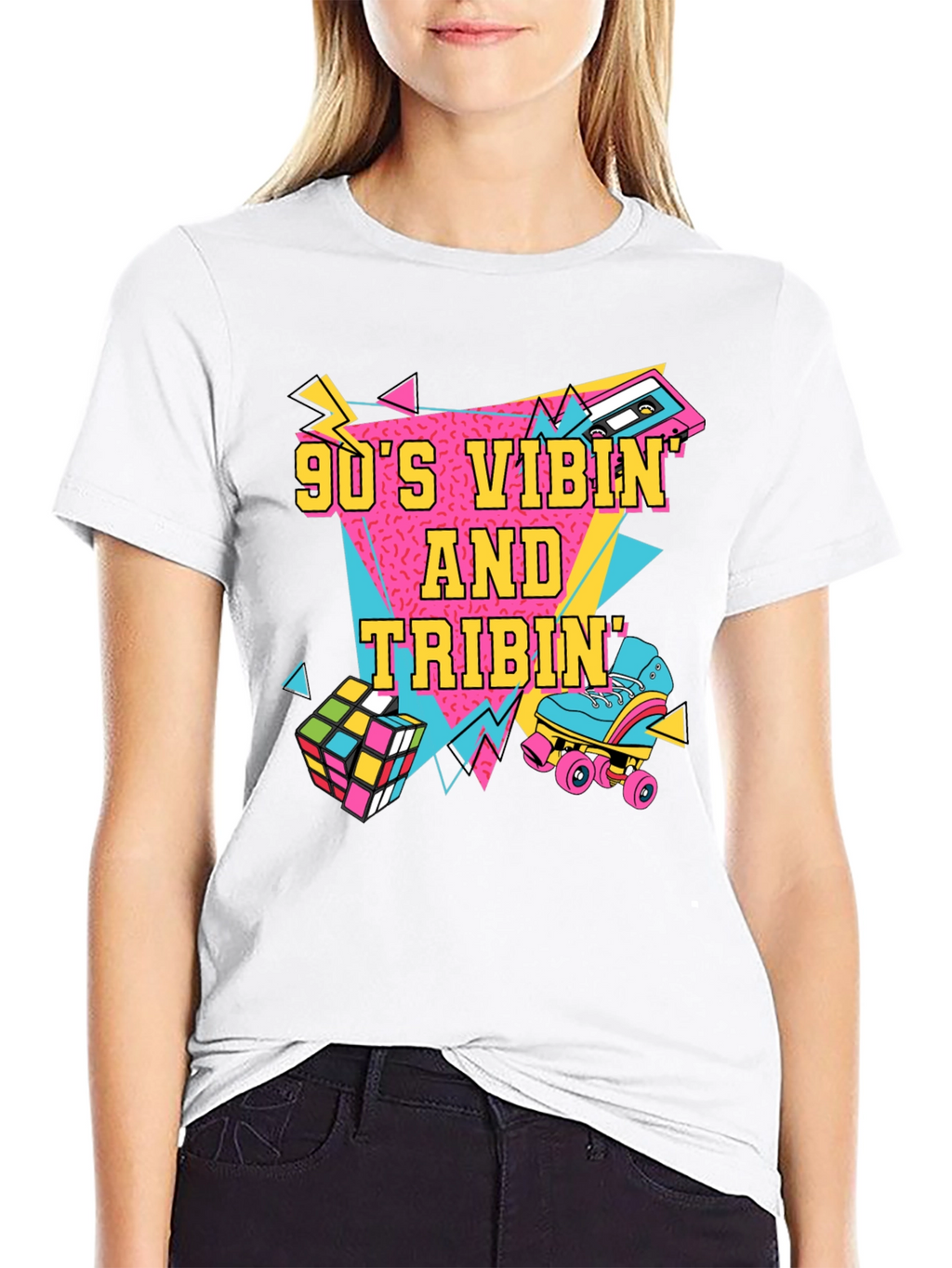 90s Vibin T-Shirt Retro Design Black