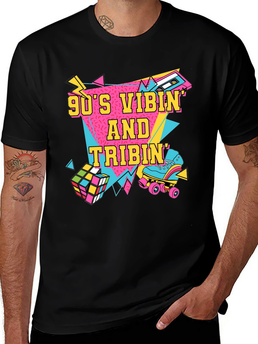 90s Vibin T-Shirt Retro Design Black