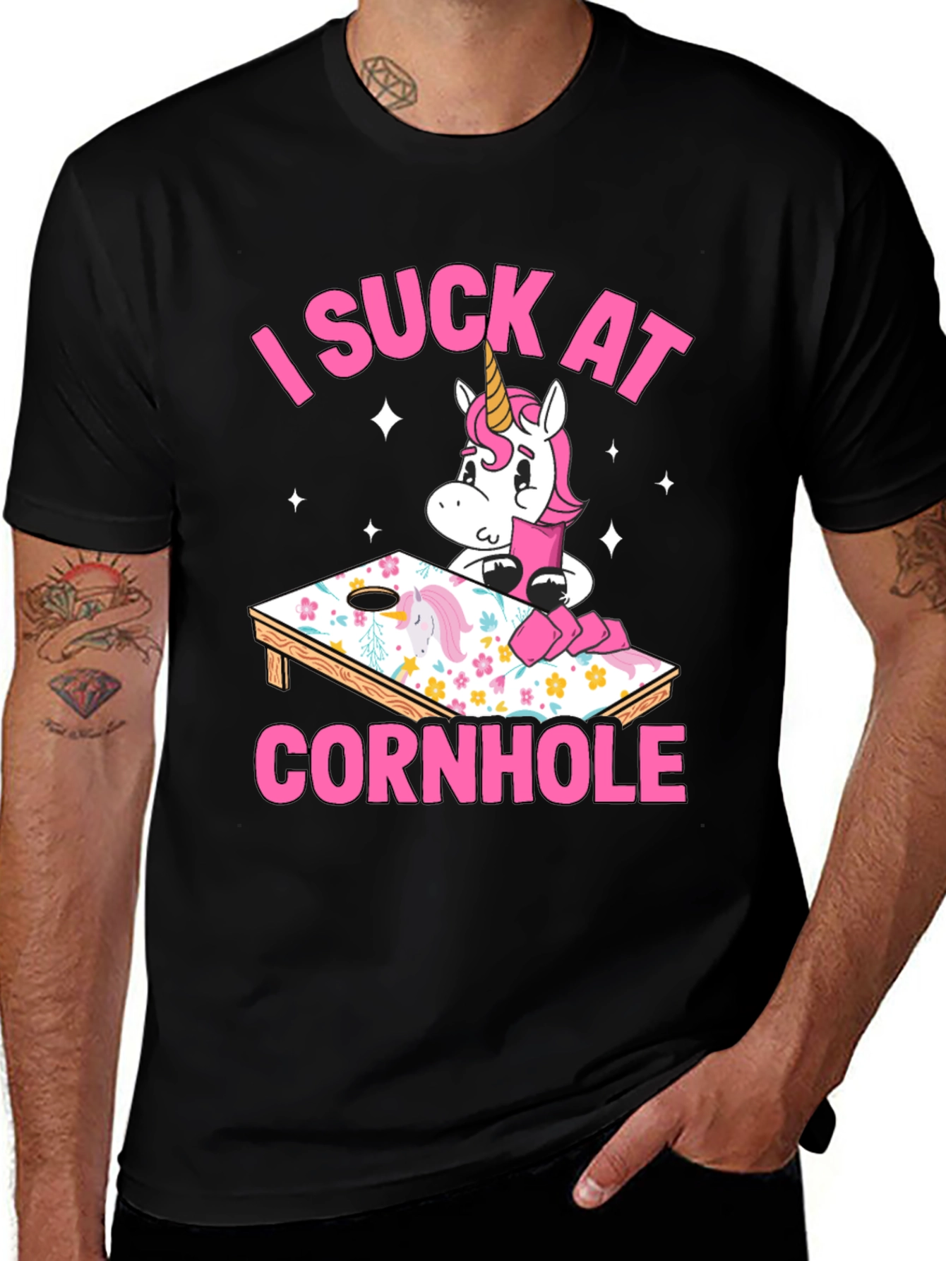 I Suck at Cornhole Unicorn T-Shirt