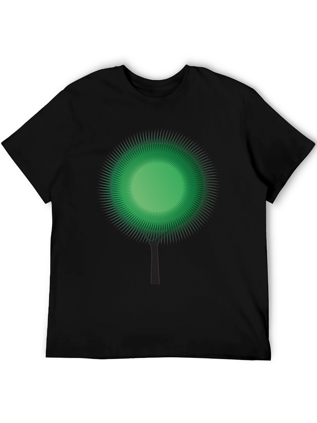 Green Burst Tree Black T-Shirt