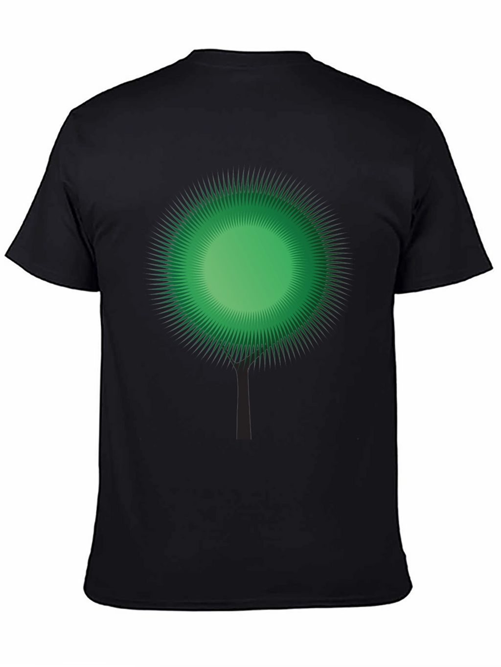 Green Burst Tree Black T-Shirt