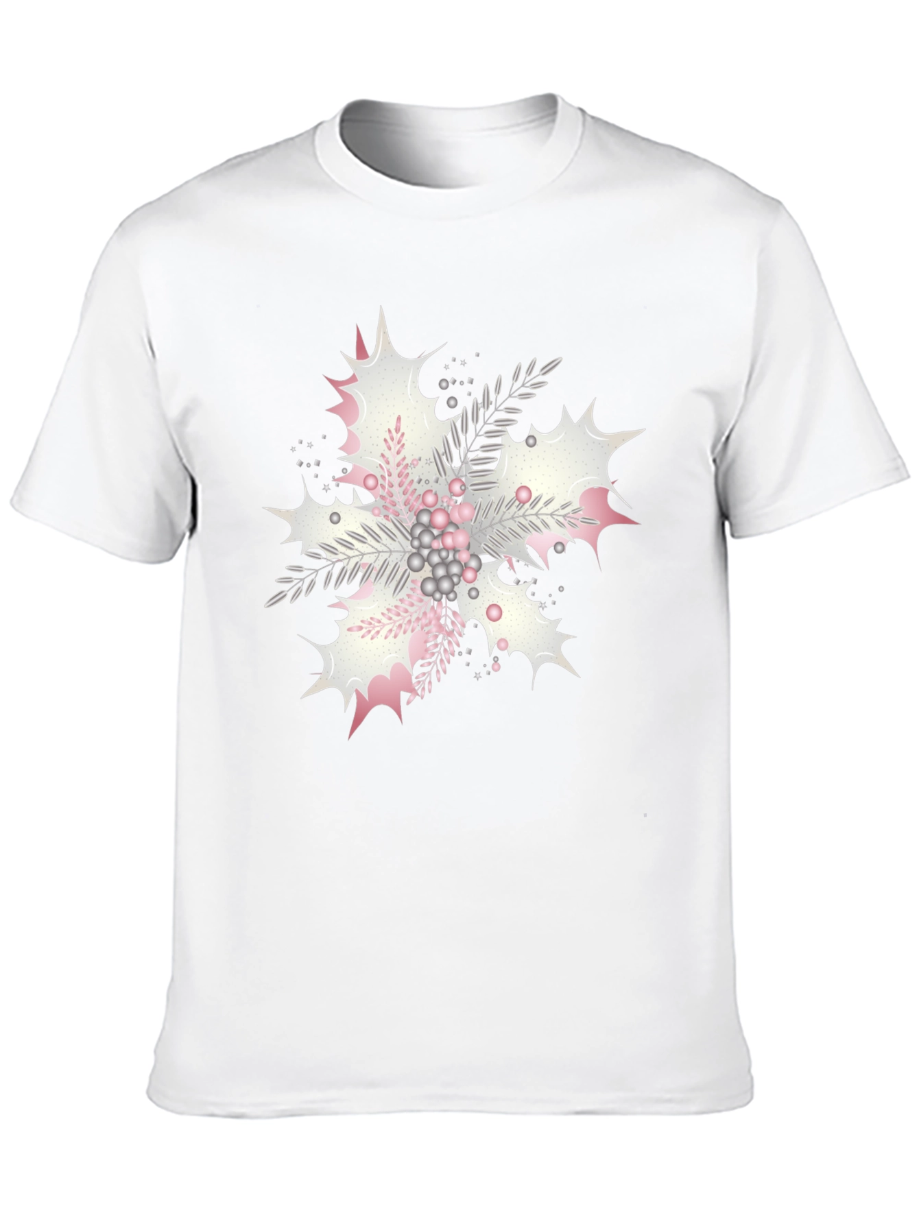 Floral Snowflake Graphic Print Black Tee