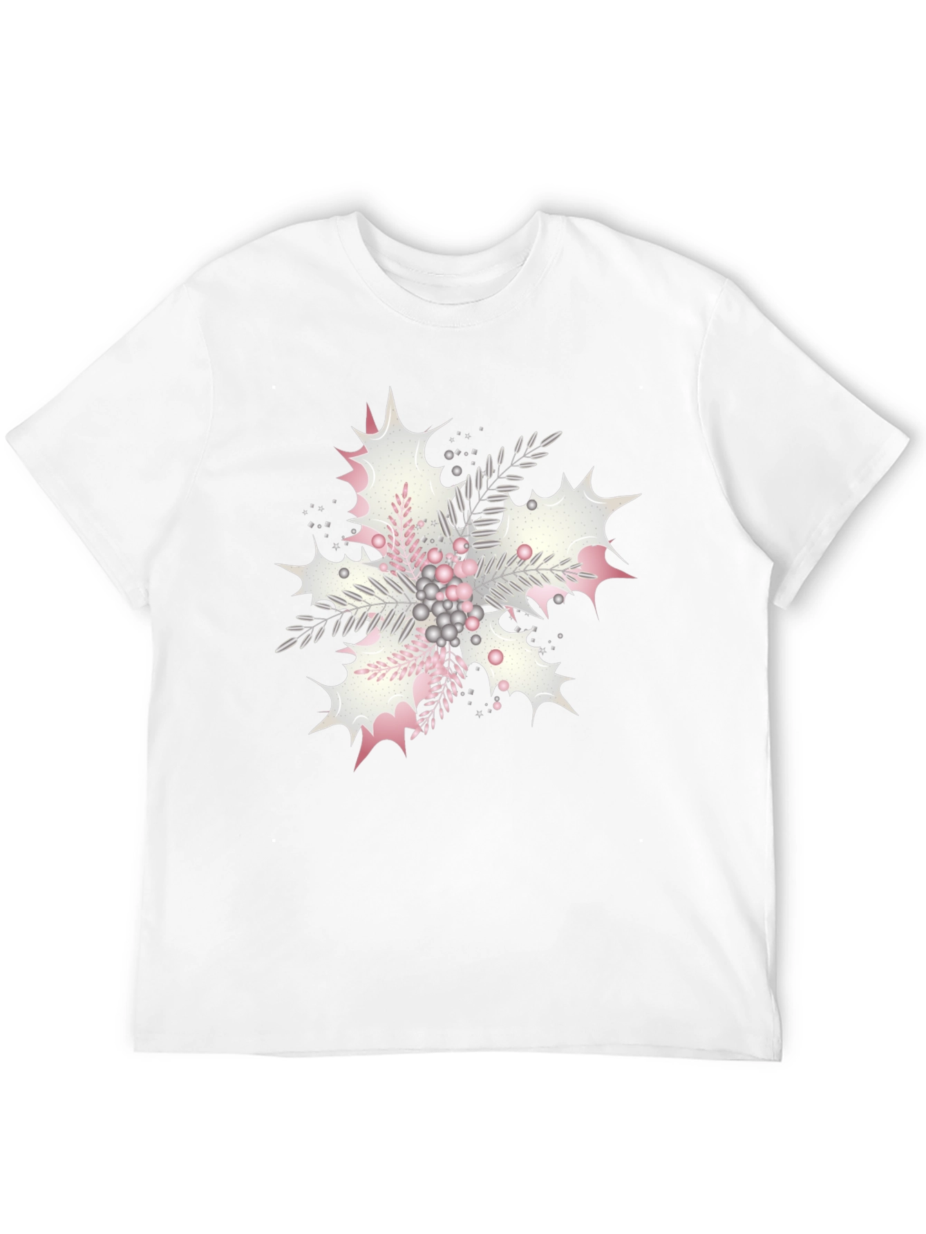 Floral Snowflake Graphic Print Black Tee
