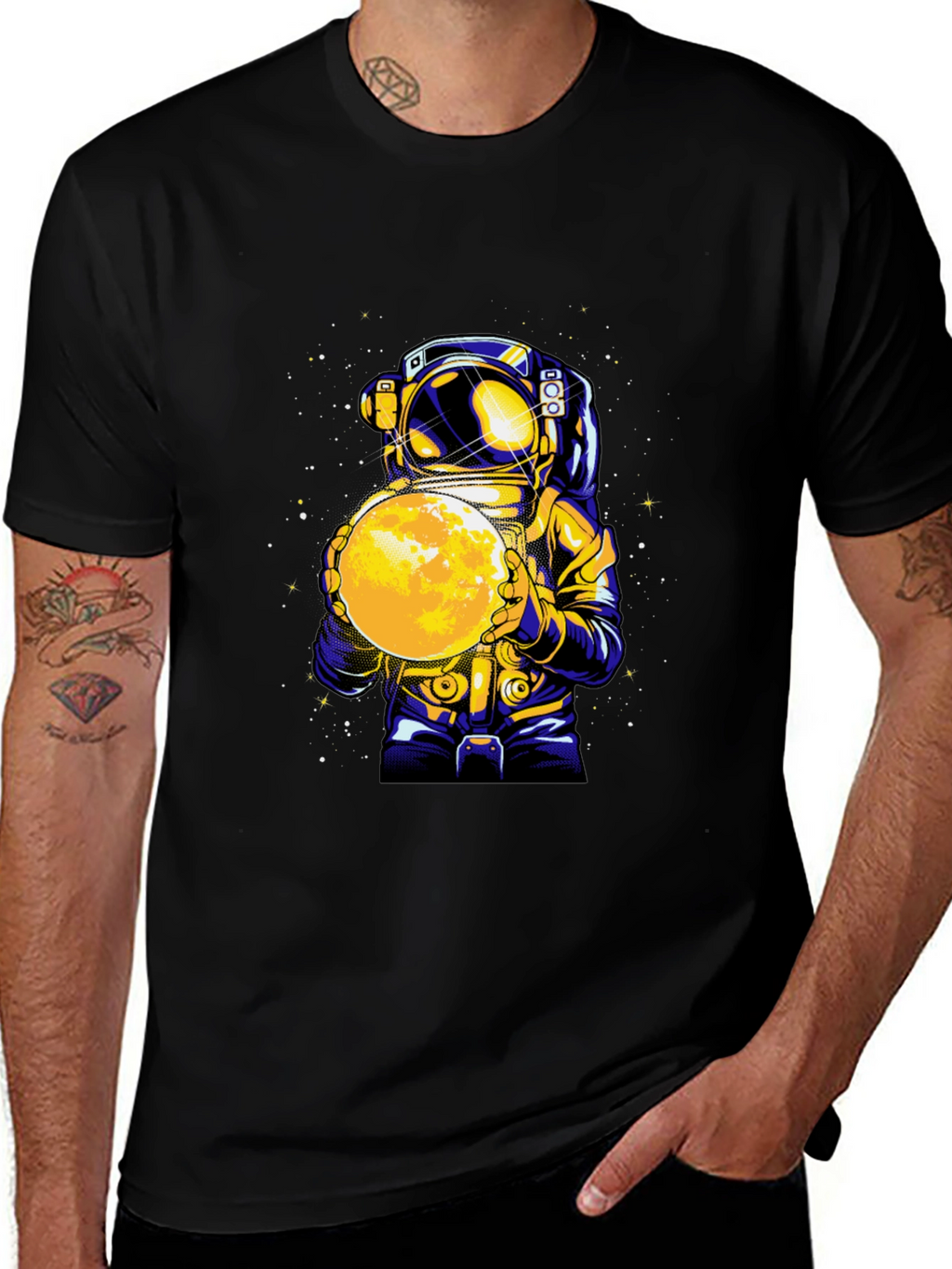Astronaut Holding Moon Graphic T-Shirt