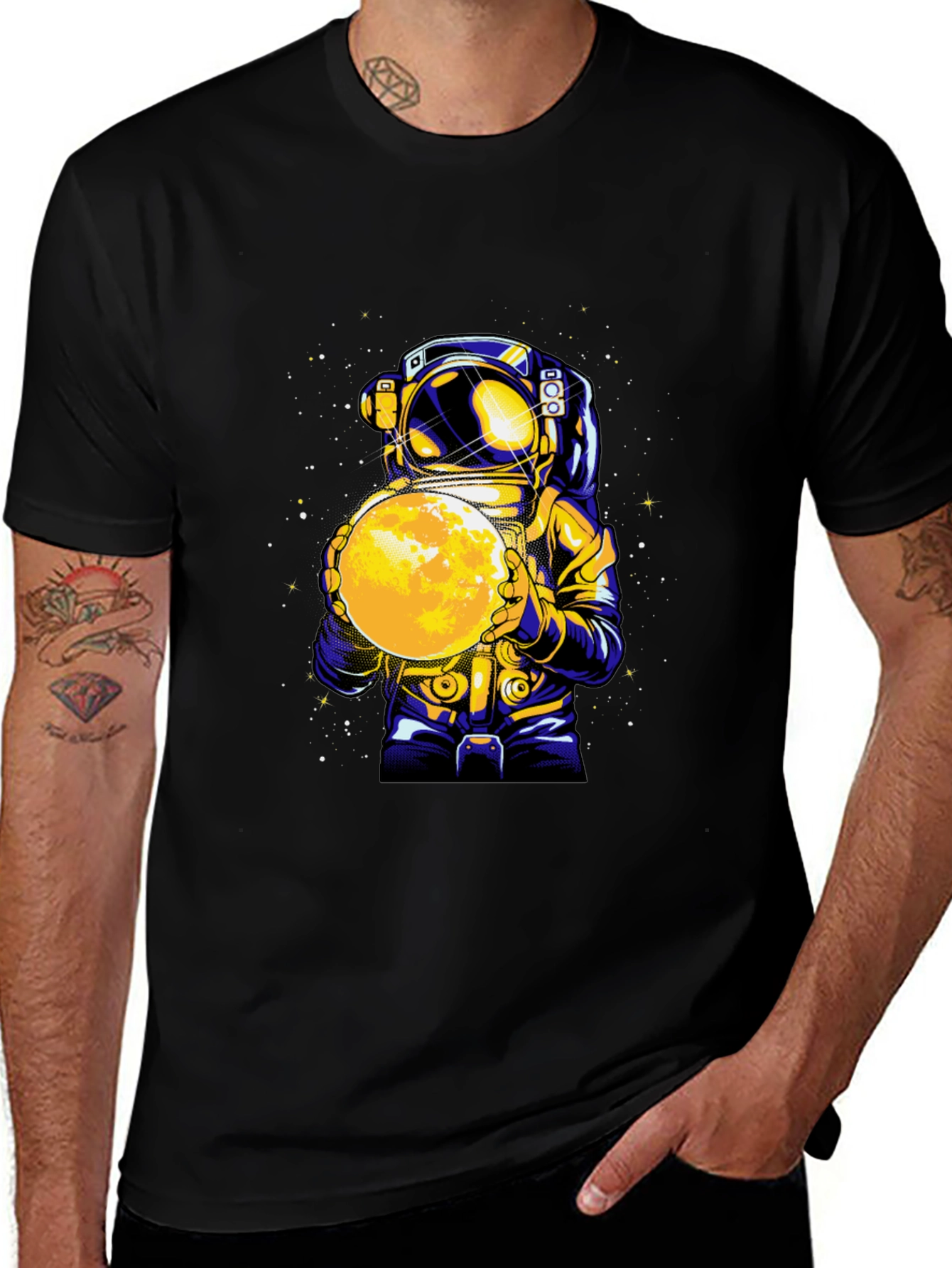 Astronaut Holding Moon Graphic T-Shirt