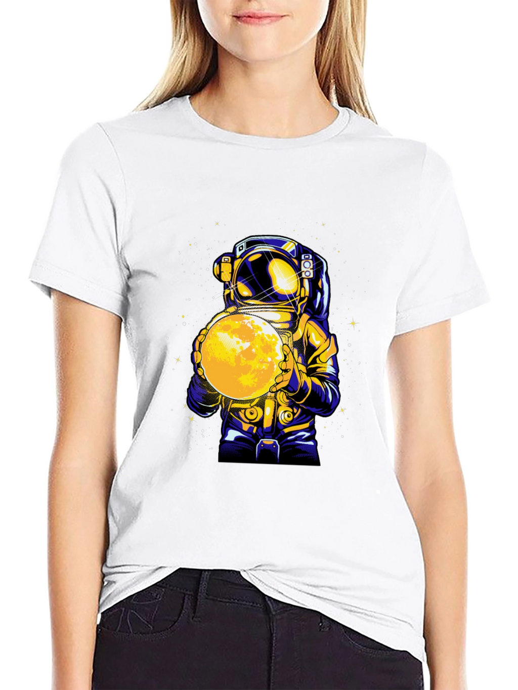 Astronaut Holding Moon Graphic T-Shirt